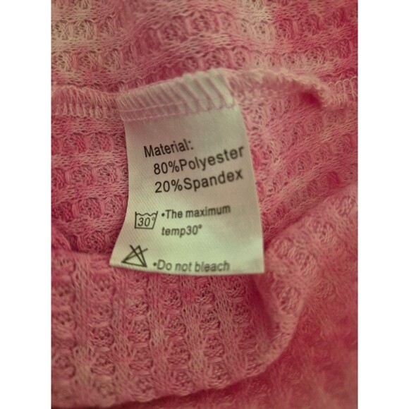 IWOLLENCE Women's Waffle Knit Tunic Top Henley Oversized Dolman High Low Pink S - Picture 9 of 9